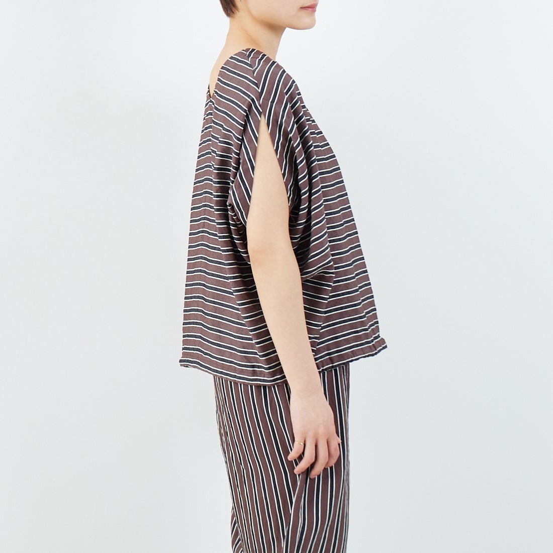 MICA&DEAL [マイカアンドディール] ボーダーボートネックブラウス [0125201103] BROWN