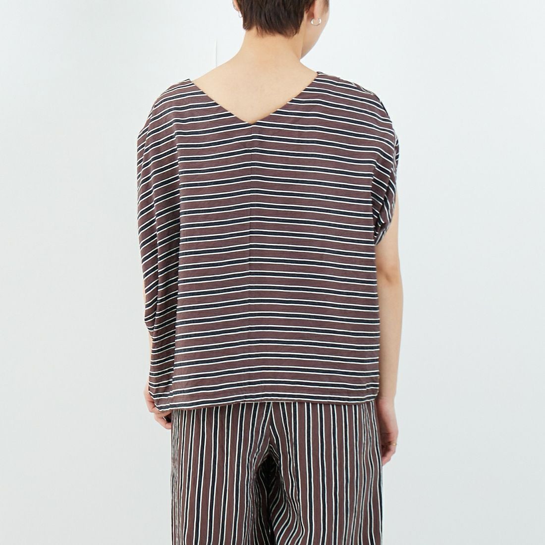 MICA&DEAL [マイカアンドディール] ボーダーボートネックブラウス [0125201103] BROWN