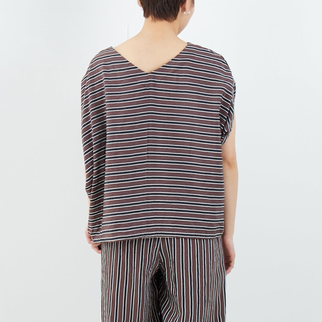 MICA&DEAL [マイカアンドディール] ボーダーボートネックブラウス [0125201103] BROWN