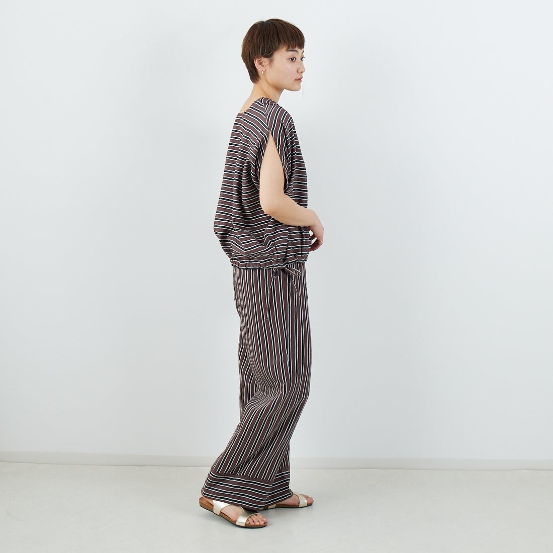 MICA&DEAL [マイカアンドディール] ボーダーボートネックブラウス [0125201103] BROWN