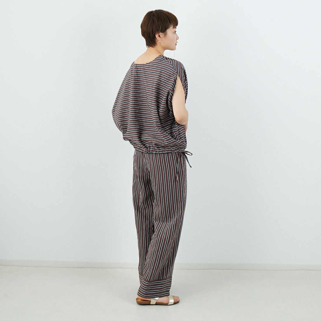 MICA&DEAL [マイカアンドディール] ボーダーボートネックブラウス [0125201103] BROWN