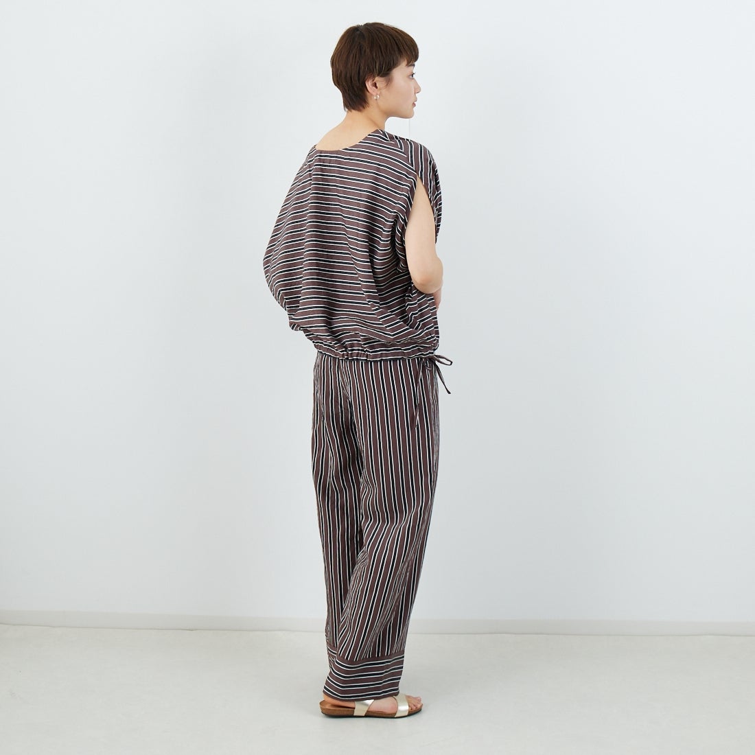 MICA&DEAL [マイカアンドディール] ボーダーボートネックブラウス [0125201103] BROWN