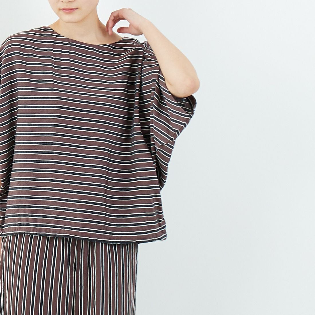 MICA&DEAL [マイカアンドディール] ボーダーボートネックブラウス [0125201103] BROWN