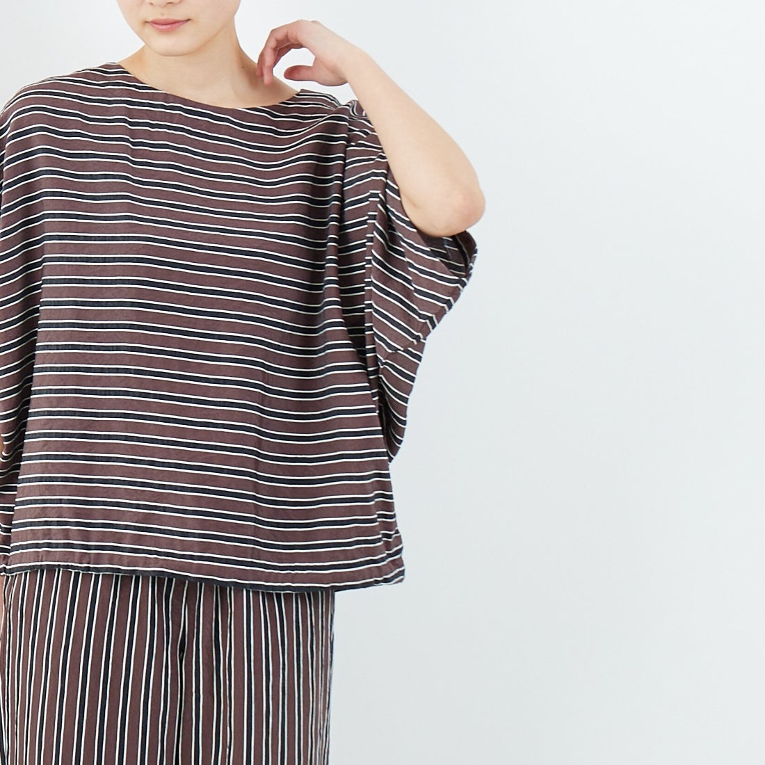 MICA&DEAL [マイカアンドディール] ボーダーボートネックブラウス [0125201103] BROWN