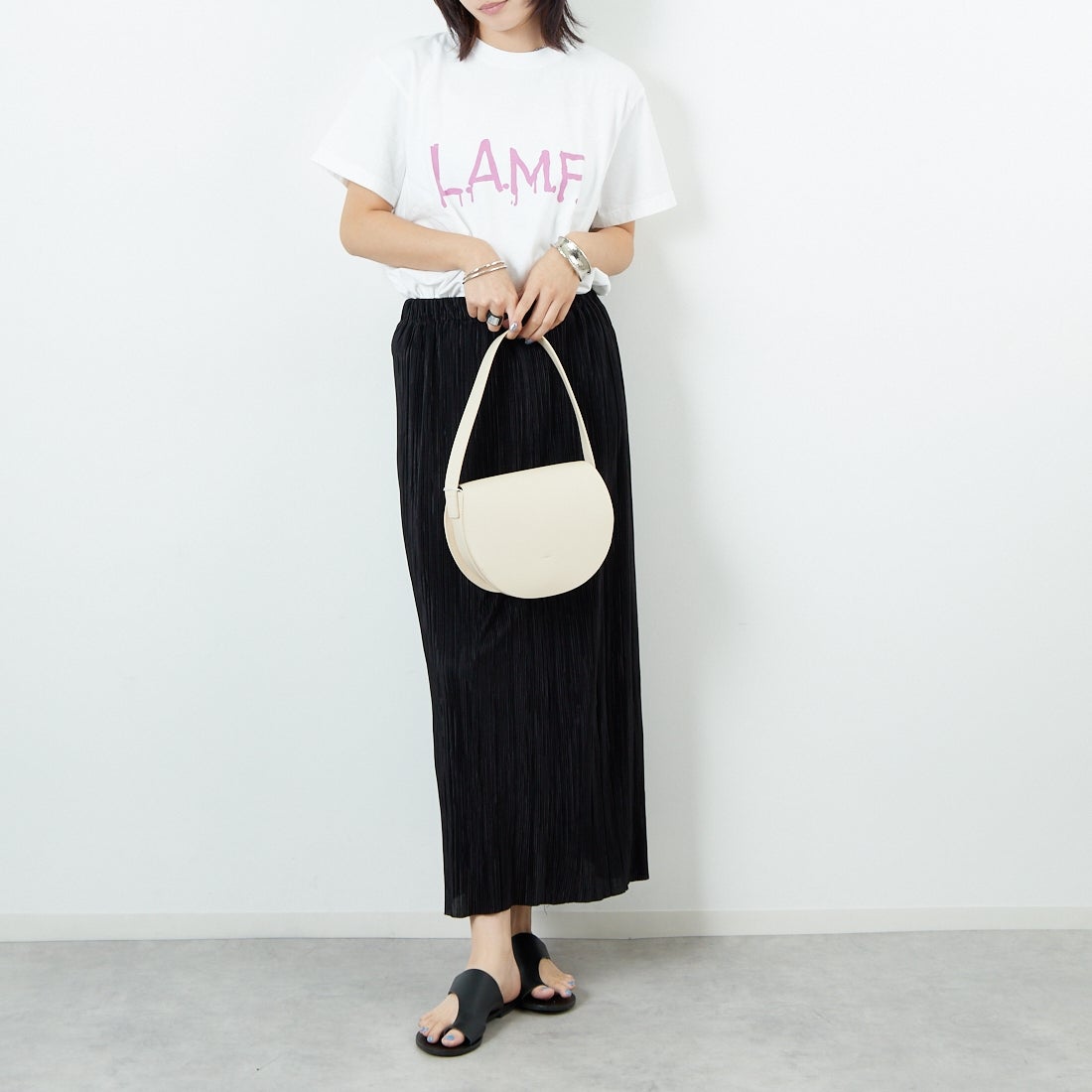 WORN FREE [ウォーン フリー] ブロンディTシャツ LAMF [WFR-VTG-000020] 01 WHITE &&モデル身長：167cm 着用サイズ：S&&