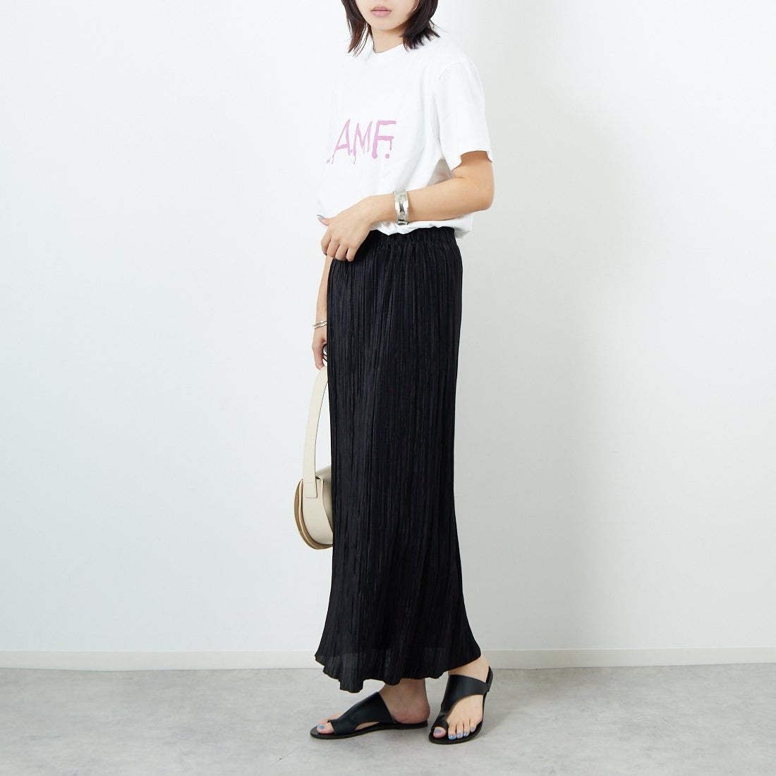 WORN FREE [ウォーン フリー] ブロンディTシャツ LAMF [WFR-VTG-000020] 01 WHITE &&モデル身長：167cm 着用サイズ：S&&