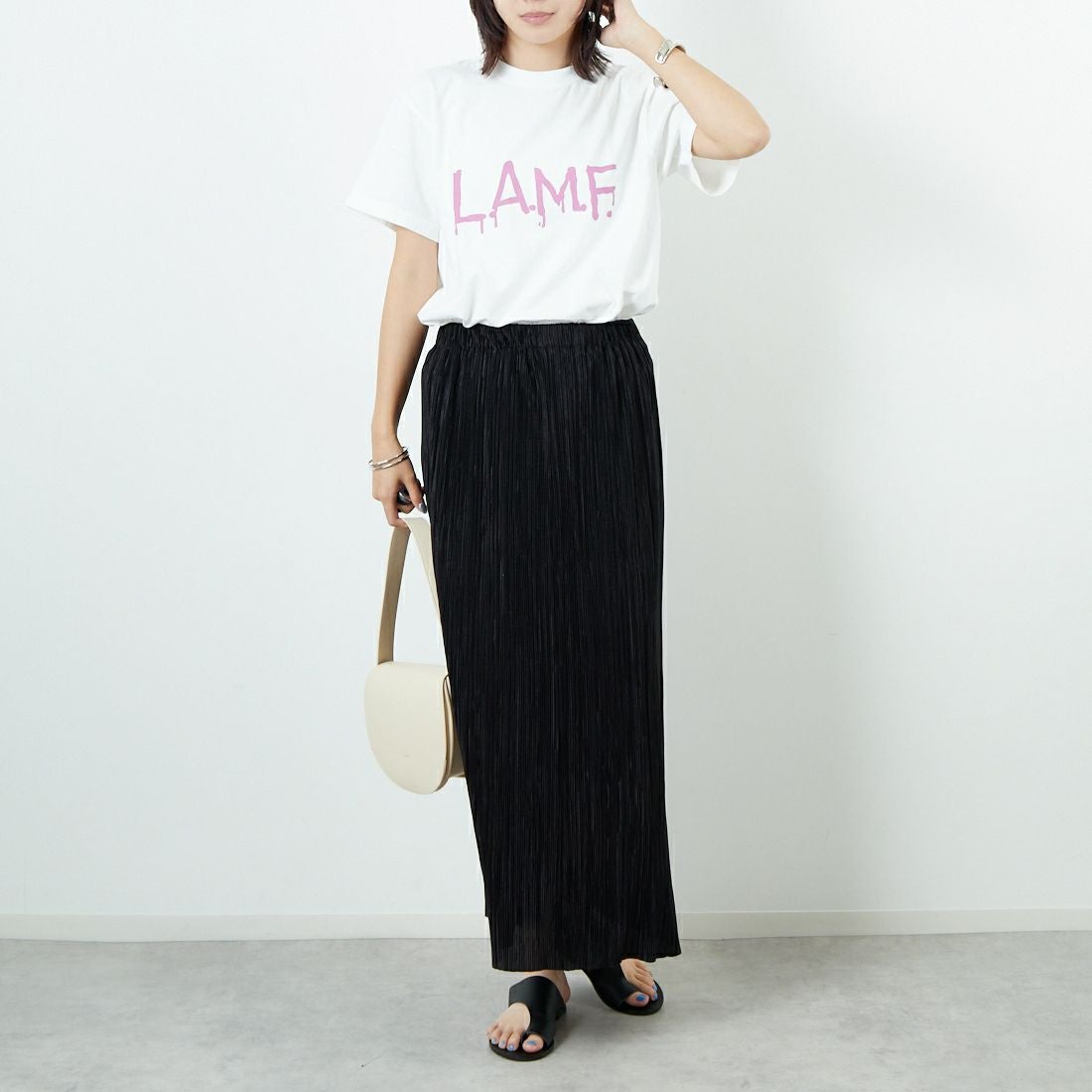 WORN FREE [ウォーン フリー] ブロンディTシャツ LAMF [WFR-VTG-000020] 01 WHITE &&モデル身長：167cm 着用サイズ：S&&