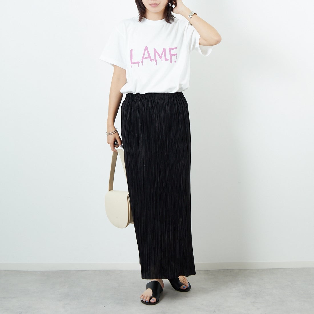 WORN FREE [ウォーン フリー] ブロンディTシャツ LAMF [WFR-VTG-000020] 01 WHITE &&モデル身長：167cm 着用サイズ：S&&