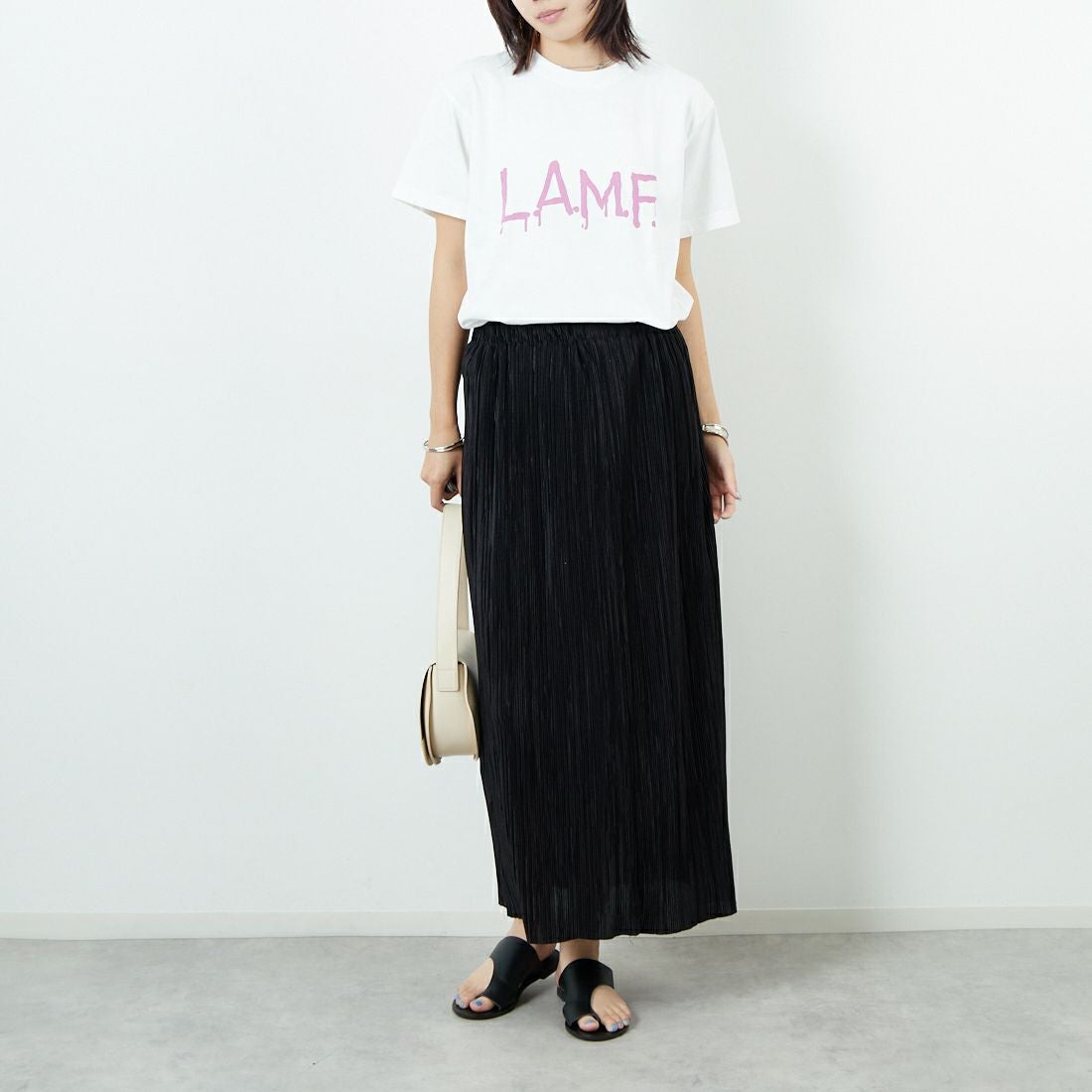 WORN FREE [ウォーン フリー] ブロンディTシャツ LAMF [WFR-VTG-000020] 01 WHITE &&モデル身長：167cm 着用サイズ：S&&