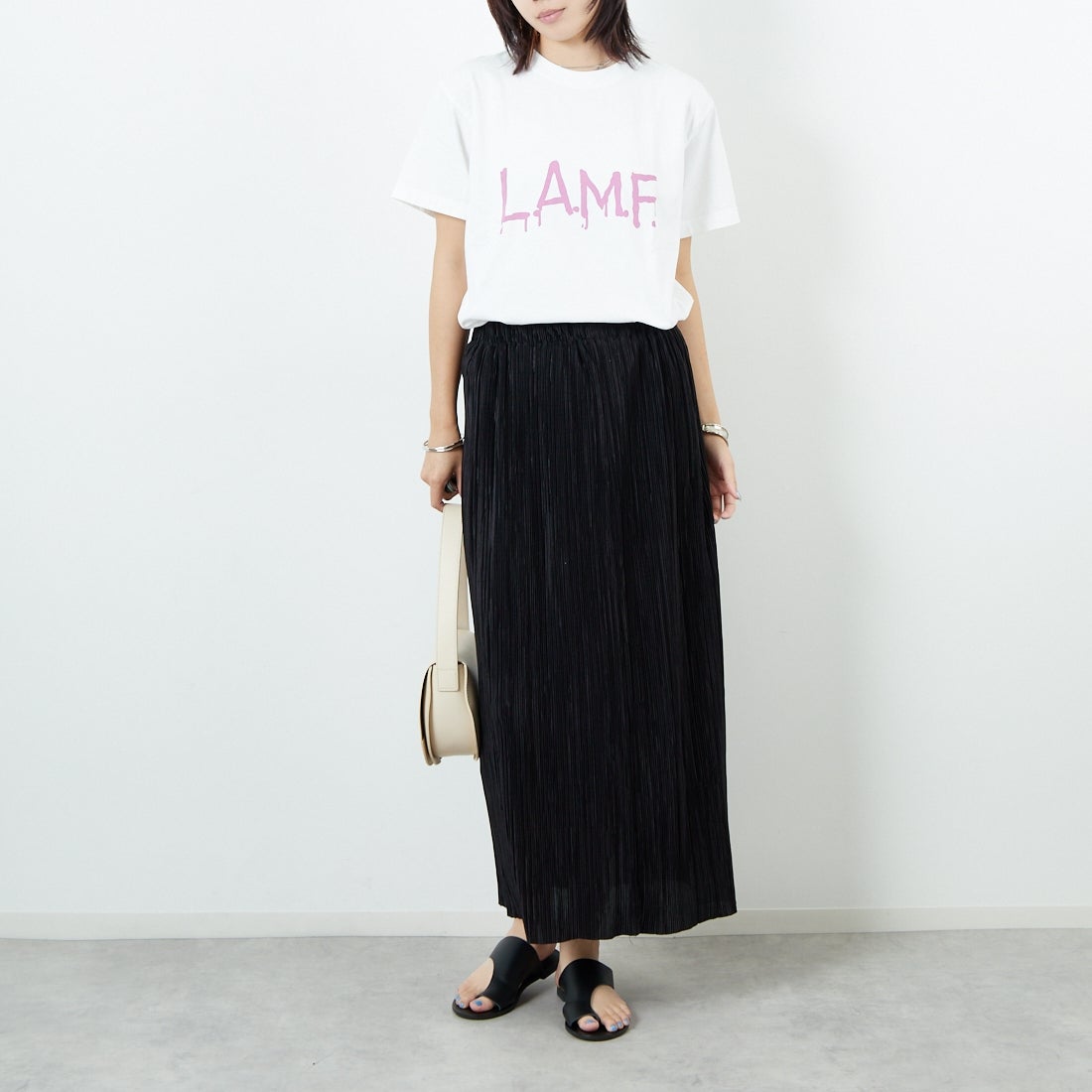 WORN FREE [ウォーン フリー] ブロンディTシャツ LAMF [WFR-VTG-000020] 01 WHITE &&モデル身長：167cm 着用サイズ：S&&