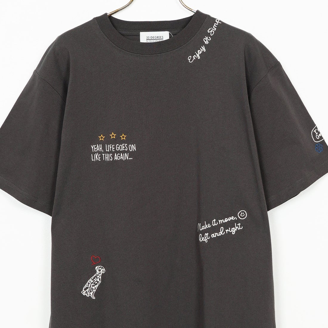 33Degrees [サーティスリーディグリーズ] 刺繍Tシャツ [TDR-252-019] 02 CHAﾃｶﾞｷ