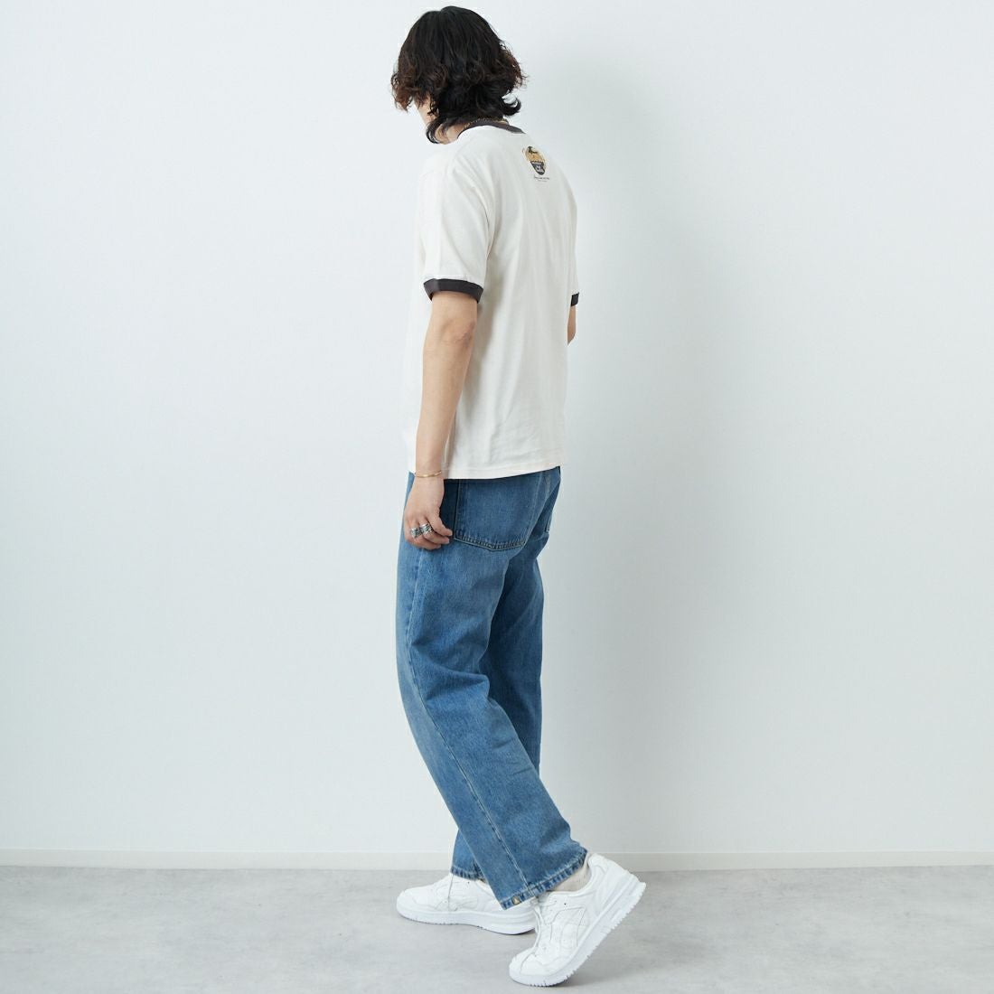 33Degrees [サーティスリーディグリーズ] 刺繍リンガーTシャツ [TDR-252-020] 80 CH BEER &&モデル身長：179cm 着用サイズ：M&&