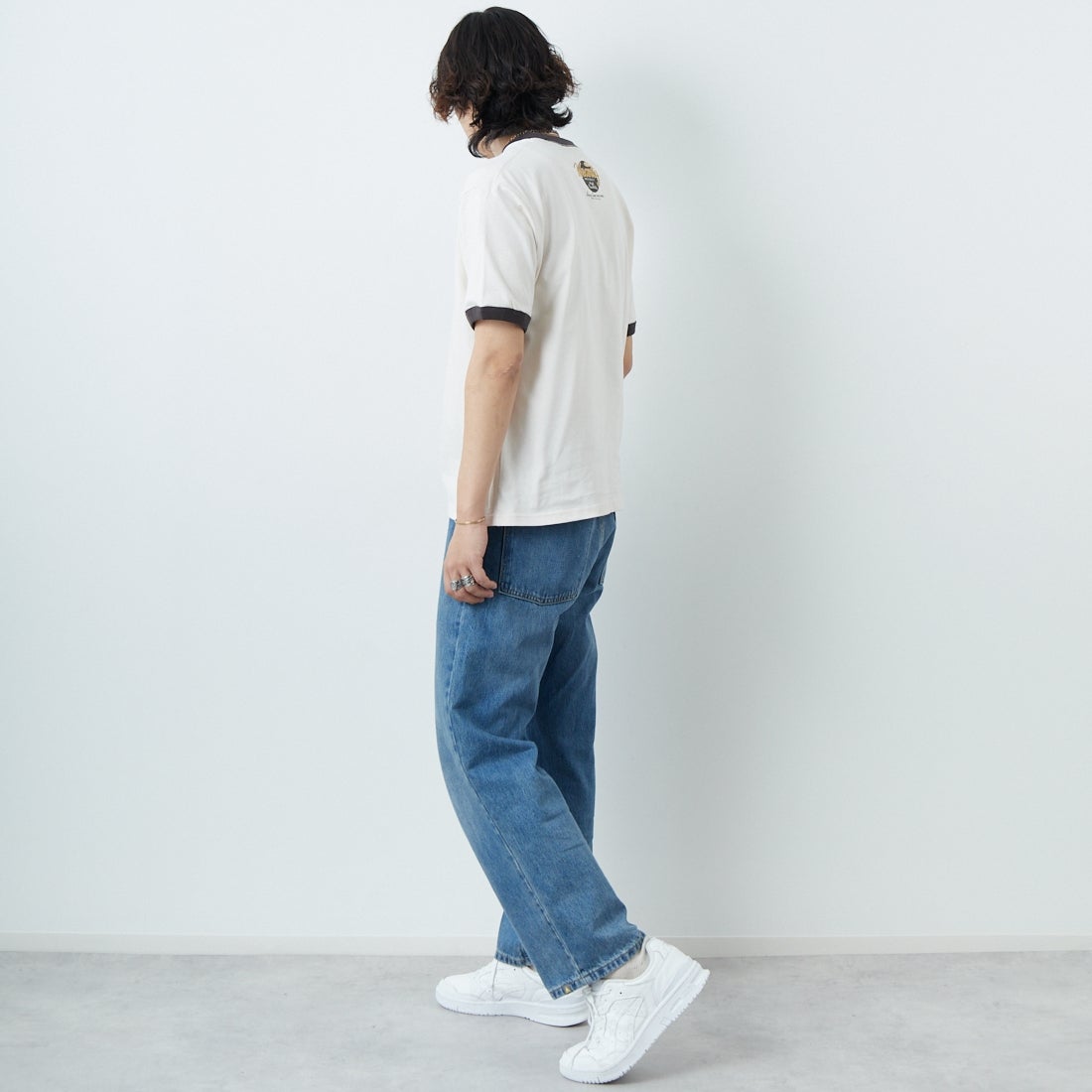 33Degrees [サーティスリーディグリーズ] 刺繍リンガーTシャツ [TDR-252-020] 80 CH BEER &&モデル身長：179cm 着用サイズ：M&&