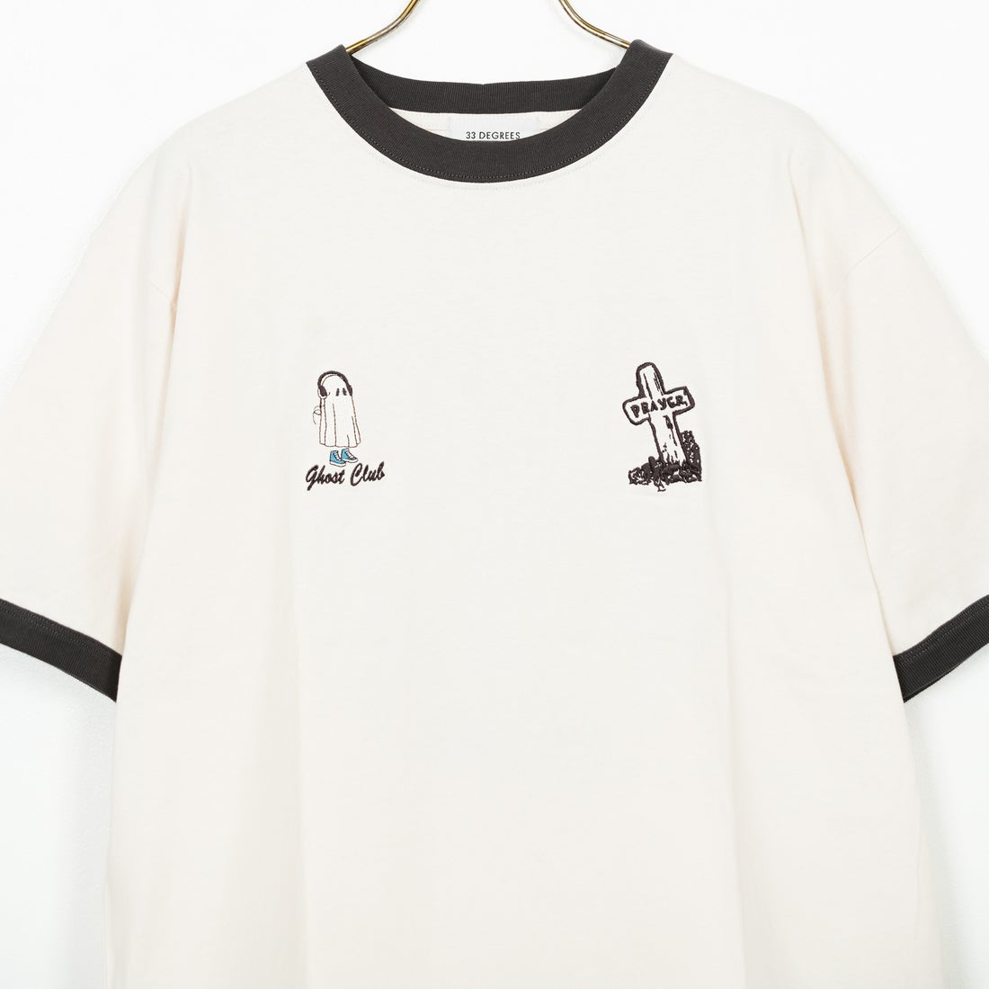 33Degrees [サーティスリーディグリーズ] 刺繍リンガーTシャツ [TDR-252-020] 81 NVｺﾞｰｽﾄ