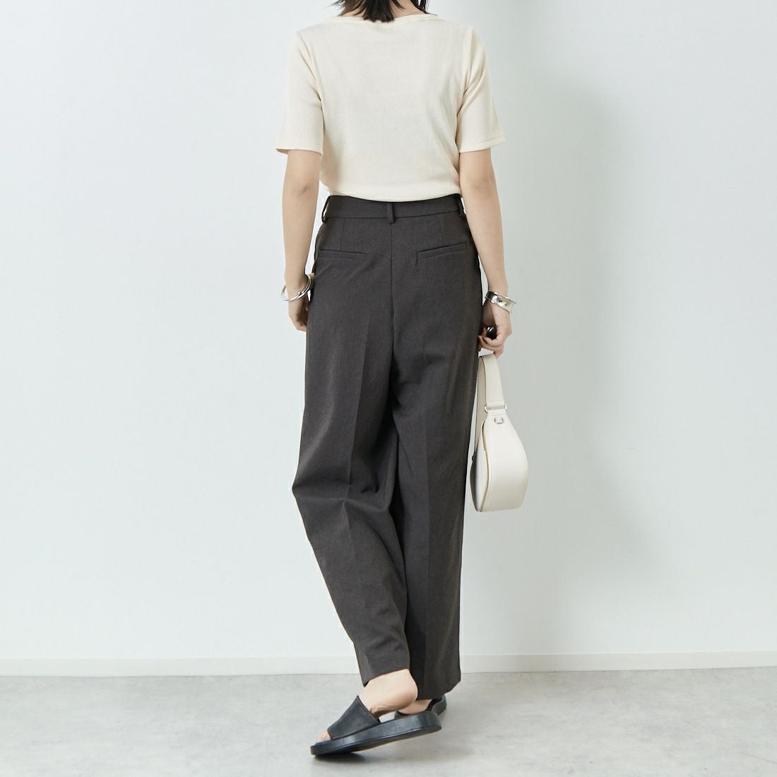 Jeans Factory Clothes [ジーンズファクトリークローズ] ミックスラメ テレコTシャツ [21255055] 031 ｵﾌ &&モデル身長：167cm 着用サイズ：38&&