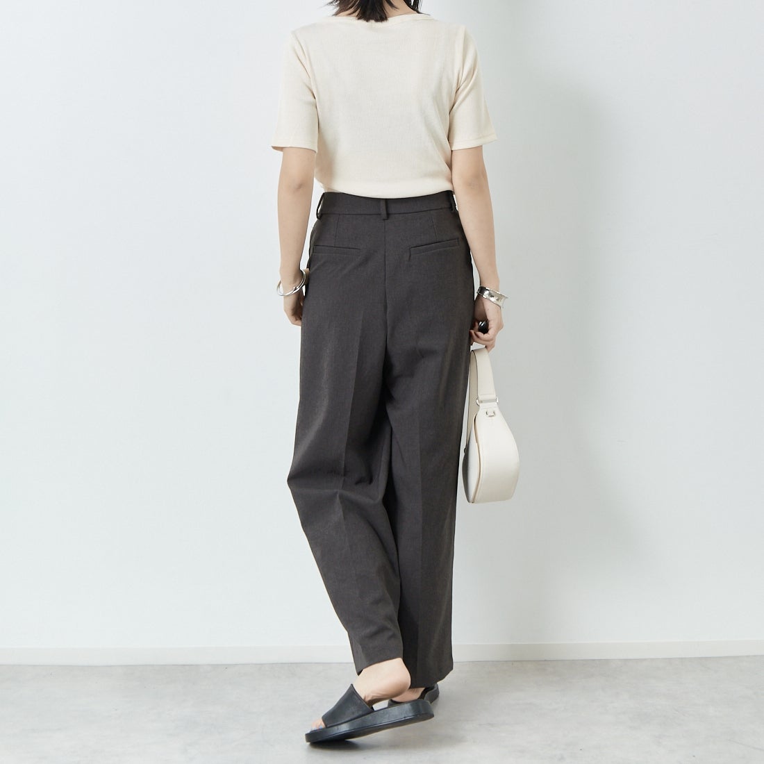 Jeans Factory Clothes [ジーンズファクトリークローズ] ミックスラメ テレコTシャツ [21255055] 031 ｵﾌ &&モデル身長：167cm 着用サイズ：38&&