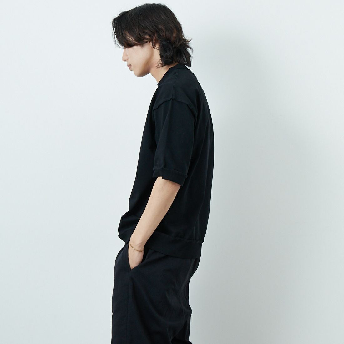 SLICK [スリック] ヘビーウェイトカットオフTシャツ [5230122] 700 BLACK &&モデル身長：179cm 着用サイズ：1&&