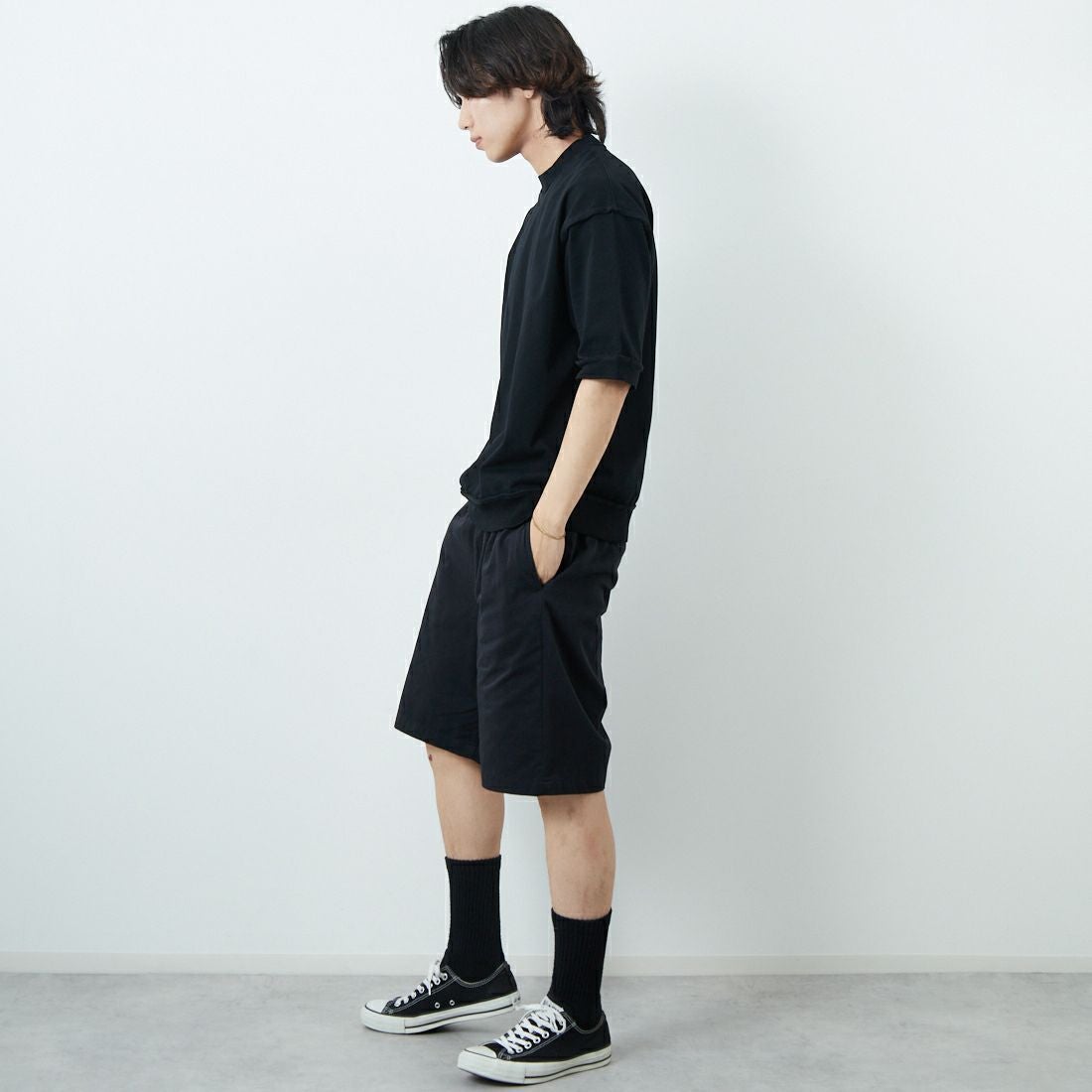 SLICK [スリック] ヘビーウェイトカットオフTシャツ [5230122] 700 BLACK &&モデル身長：179cm 着用サイズ：1&&