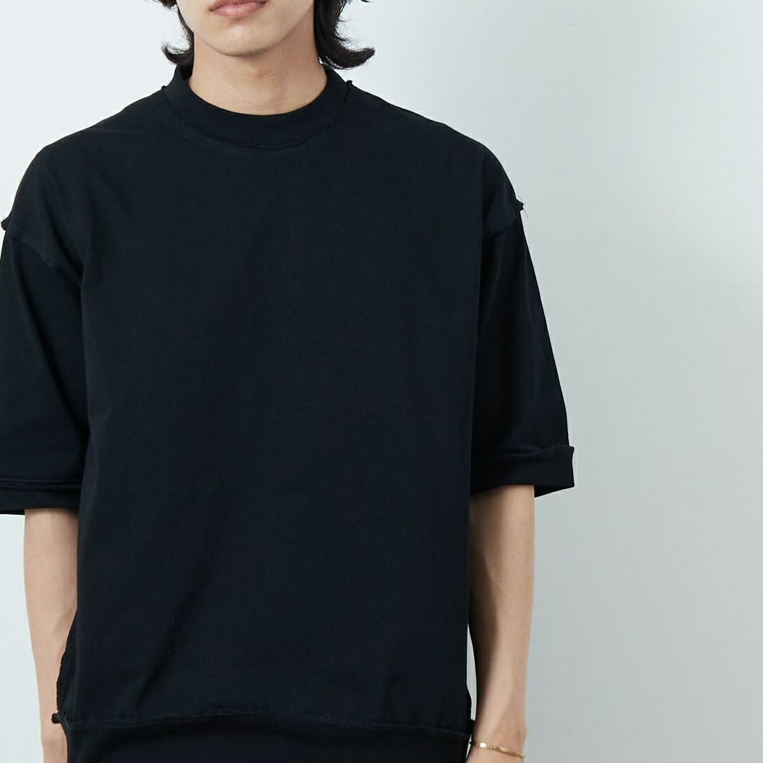 SLICK [スリック] ヘビーウェイトカットオフTシャツ [5230122] 700 BLACK &&モデル身長：179cm 着用サイズ：1&&