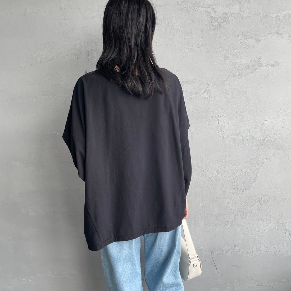 mizuiro ind [ミズイロインド] コクーンワイドプルオーバー [1-210057] 99 BLACK &&モデル身長：160cm 着用サイズ：F&&