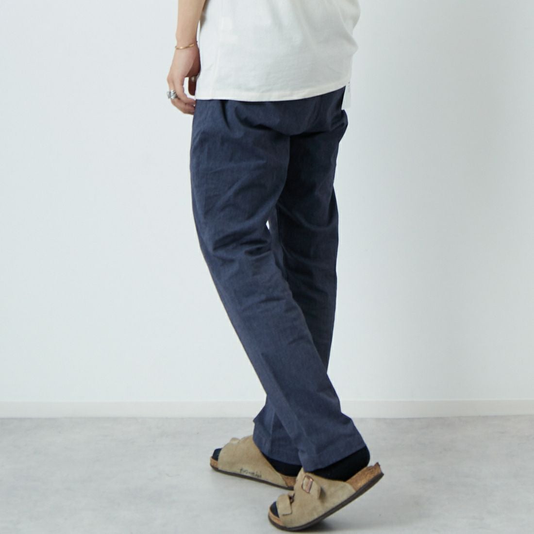Jeans Factory Clothes [ジーンズファクトリークローズ] TC杢ストレッチ1Pイージートラウザー [JFC-252-003] 02 NVY &&モデル身長：179cm 着用サイズ：XL&&