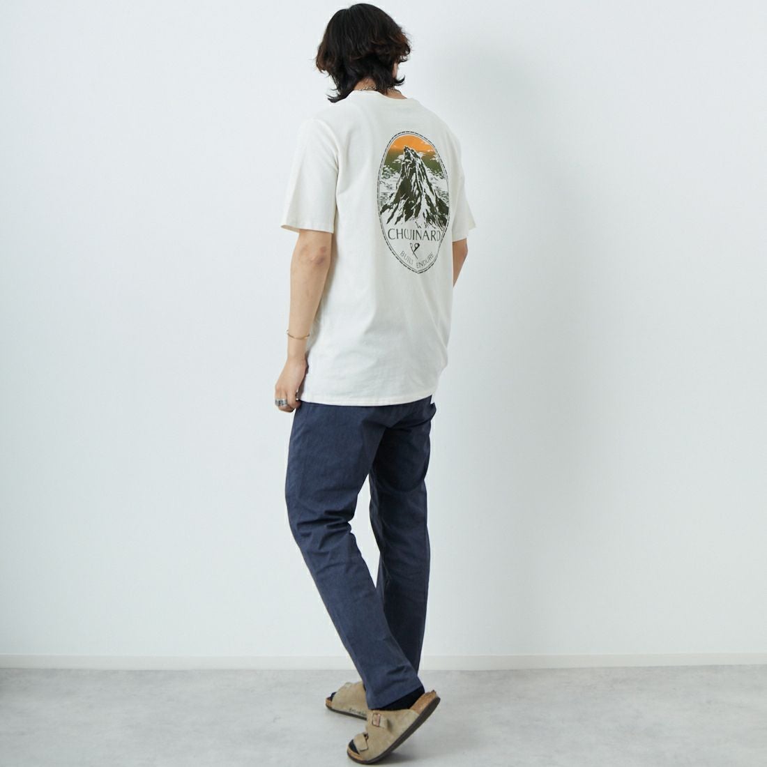 Jeans Factory Clothes [ジーンズファクトリークローズ] TC杢ストレッチ1Pイージートラウザー [JFC-252-003] 02 NVY &&モデル身長：179cm 着用サイズ：XL&&