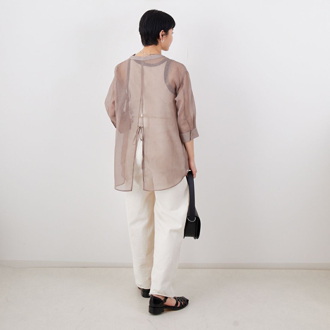 Jf Ready Made [ジェイエフレディメイド] シアーリネンライクブラウス [755111] 66 ﾓｶ &&モデル身長：160cm 着用サイズ：F&&