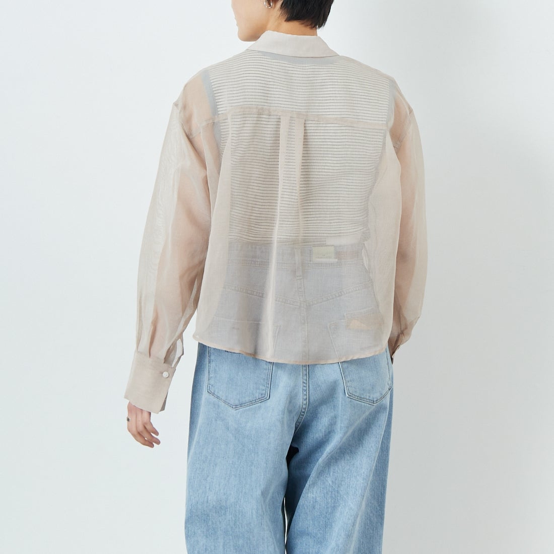 Jf Ready Made [ジェイエフレディメイド] シアーリネンライクブラウス [755110] 36 Lﾍﾞｰｼﾞｭ &&モデル身長：160cm 着用サイズ：F&&