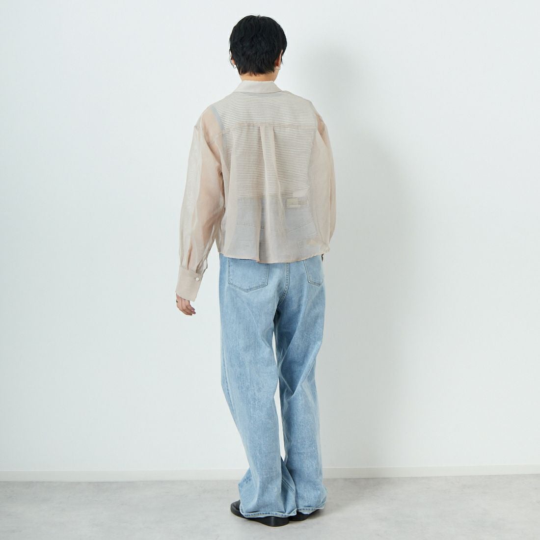 Jf Ready Made [ジェイエフレディメイド] シアーリネンライクブラウス [755110] 36 Lﾍﾞｰｼﾞｭ &&モデル身長：160cm 着用サイズ：F&&