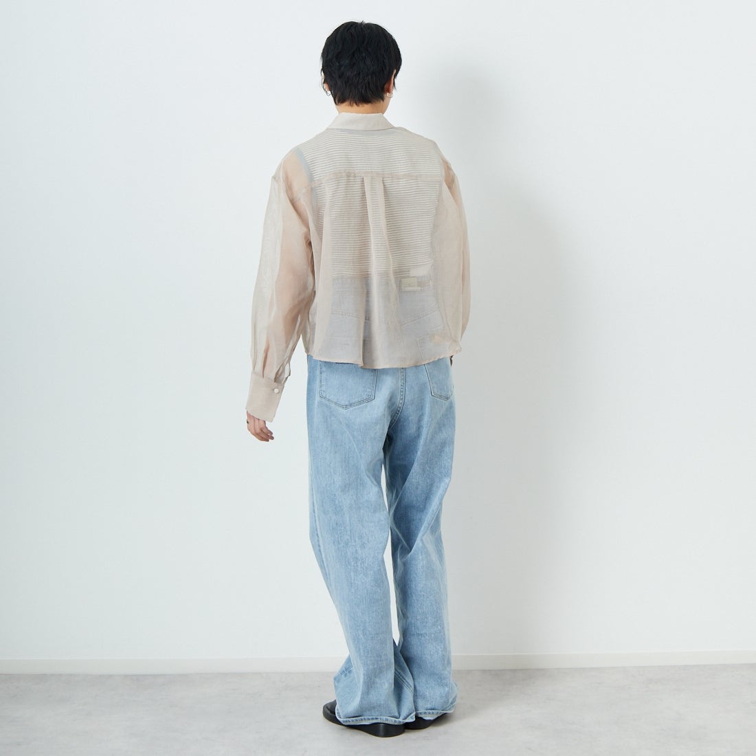 Jf Ready Made [ジェイエフレディメイド] シアーリネンライクブラウス [755110] 36 Lﾍﾞｰｼﾞｭ &&モデル身長：160cm 着用サイズ：F&&