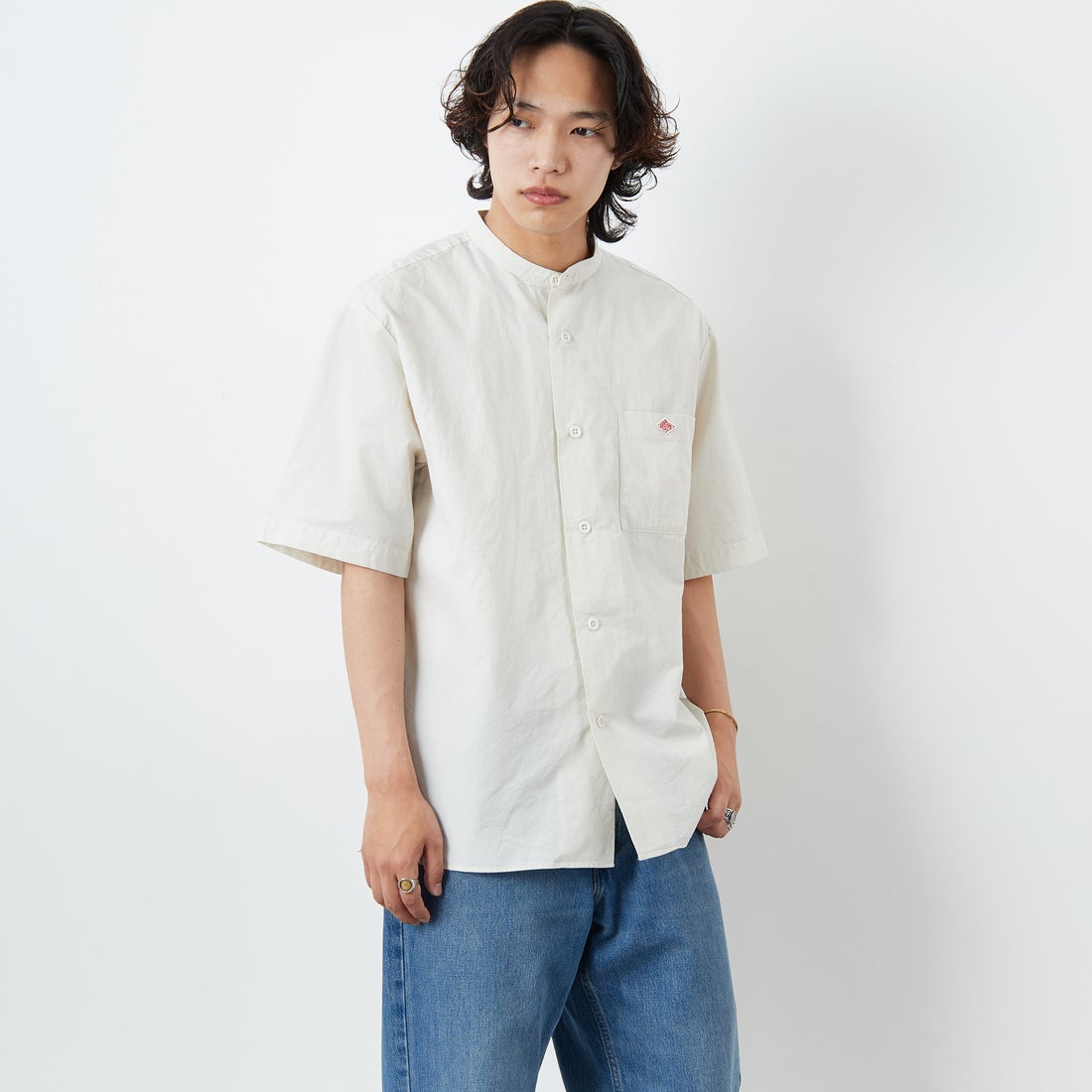 DANTON [ダントン] コットンリネン バンドカラーシャツ [JD-3788SCL