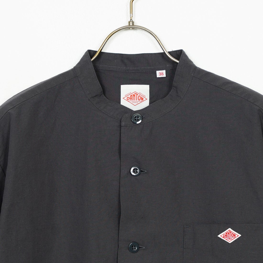 DANTON [ダントン] コットンリネン バンドカラーシャツ [JD-3788SCL] CHARCOAL