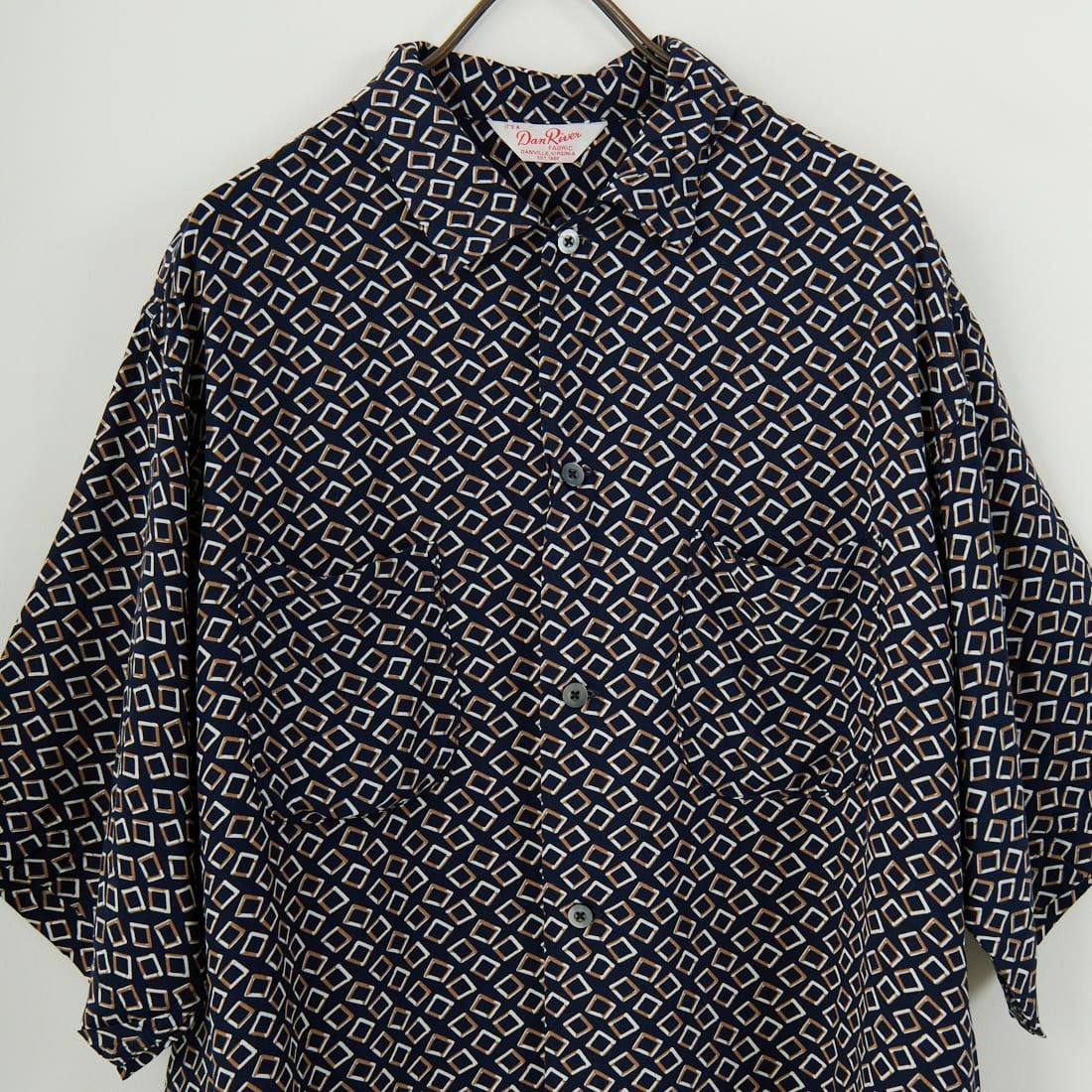 DAN RIVER [ダンリバー] 別注 レーヨンチェック ボックスショートスリーブシャツ [DR25S002-JF] NVY KOMON