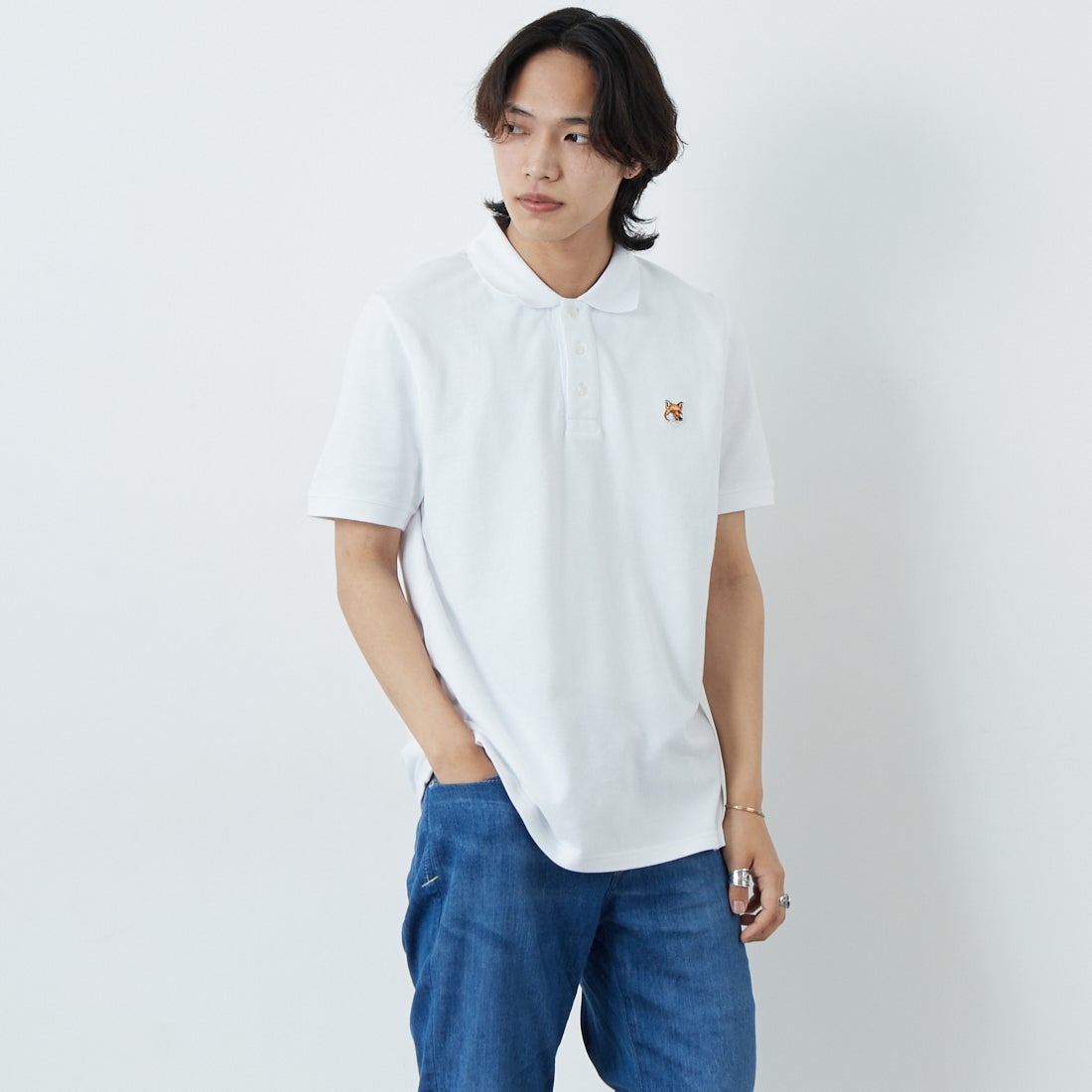 P100 WHITE&&モデル身長：179cm 着用サイズ：M&&
