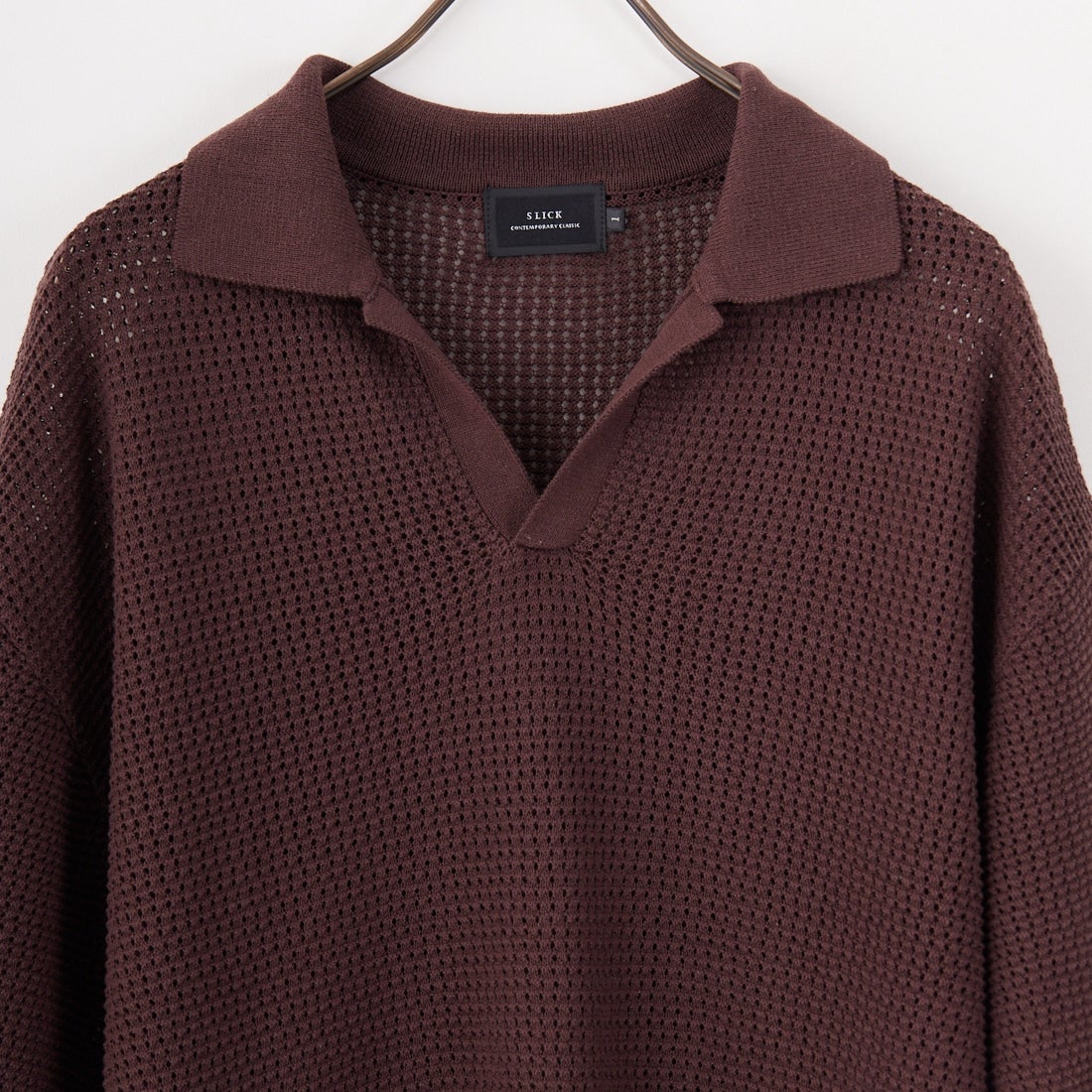 SLICK [スリック] ハイツイストメッシュ スキッパーポロシャツ [5250101] 500 BROWN