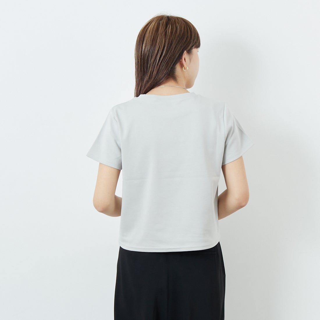 CLOCHE [クロシェ] コンパクトTシャツ [51285759] ｸﾞﾚｰ &&モデル身長：167cm 着用サイズ：2&&