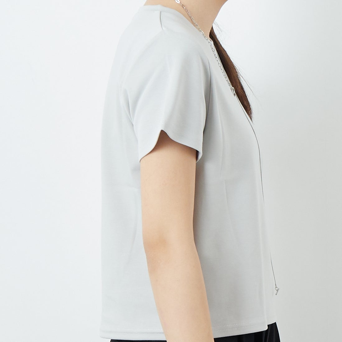 CLOCHE [クロシェ] コンパクトTシャツ [51285759] ｸﾞﾚｰ &&モデル身長：167cm 着用サイズ：2&&