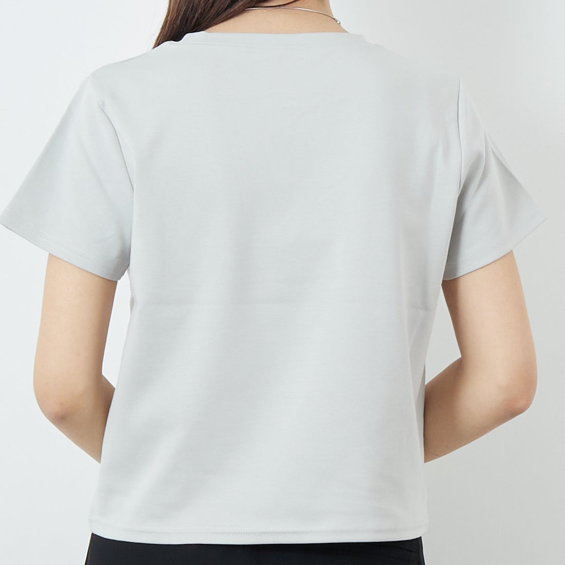 CLOCHE [クロシェ] コンパクトTシャツ [51285759] ｸﾞﾚｰ &&モデル身長：167cm 着用サイズ：2&&