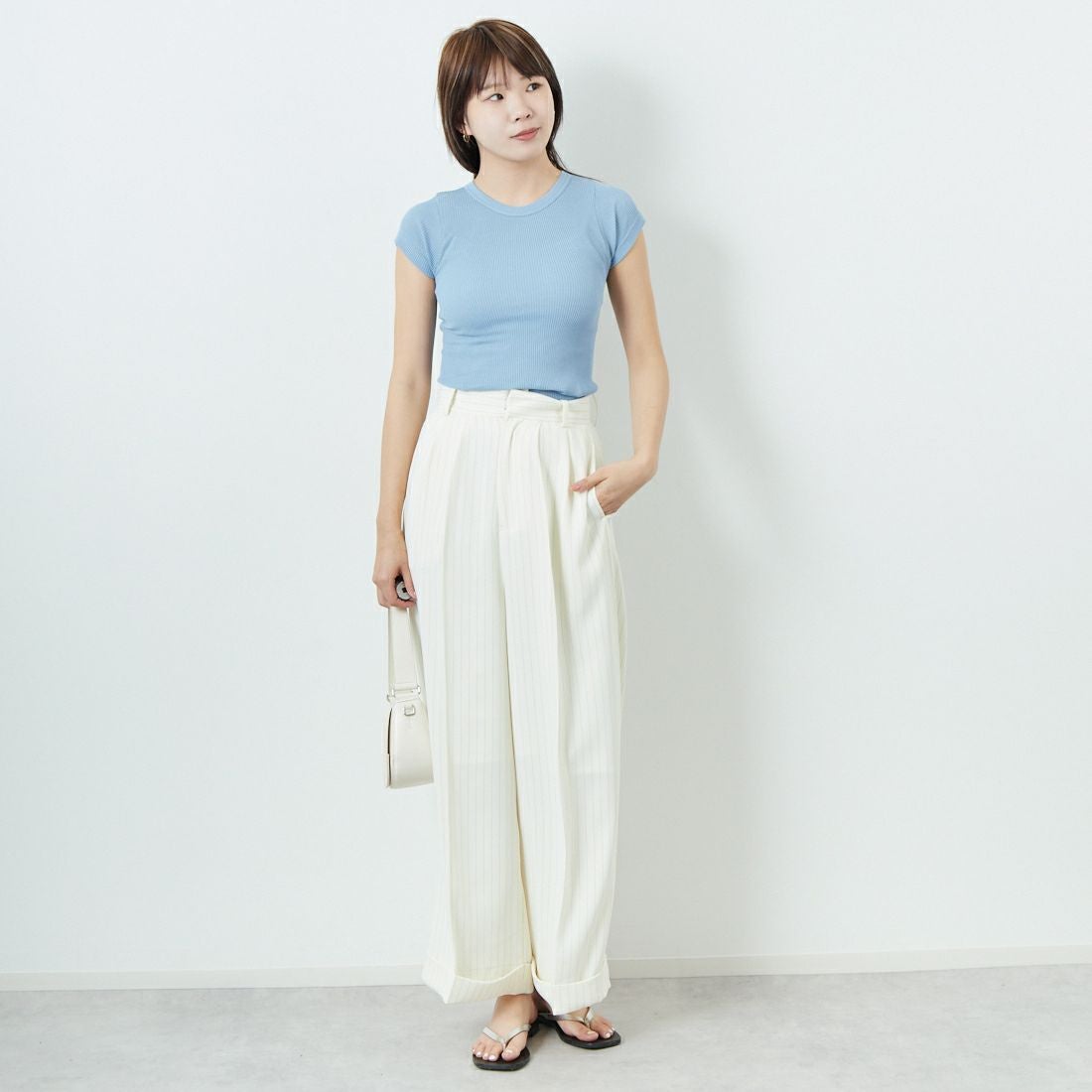 GICIPI [ジチピ] CALCIO/カールチョ リブフレンチスリーブTシャツ [2523P] LAZIO &&モデル身長：167cm 着用サイズ：3&&