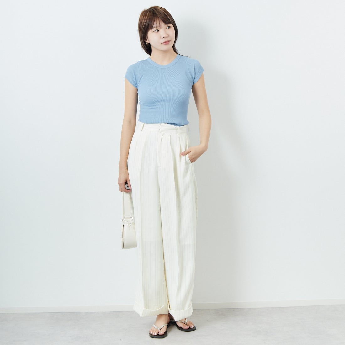 GICIPI [ジチピ] CALCIO/カールチョ リブフレンチスリーブTシャツ [2523P] LAZIO &&モデル身長：167cm 着用サイズ：3&&