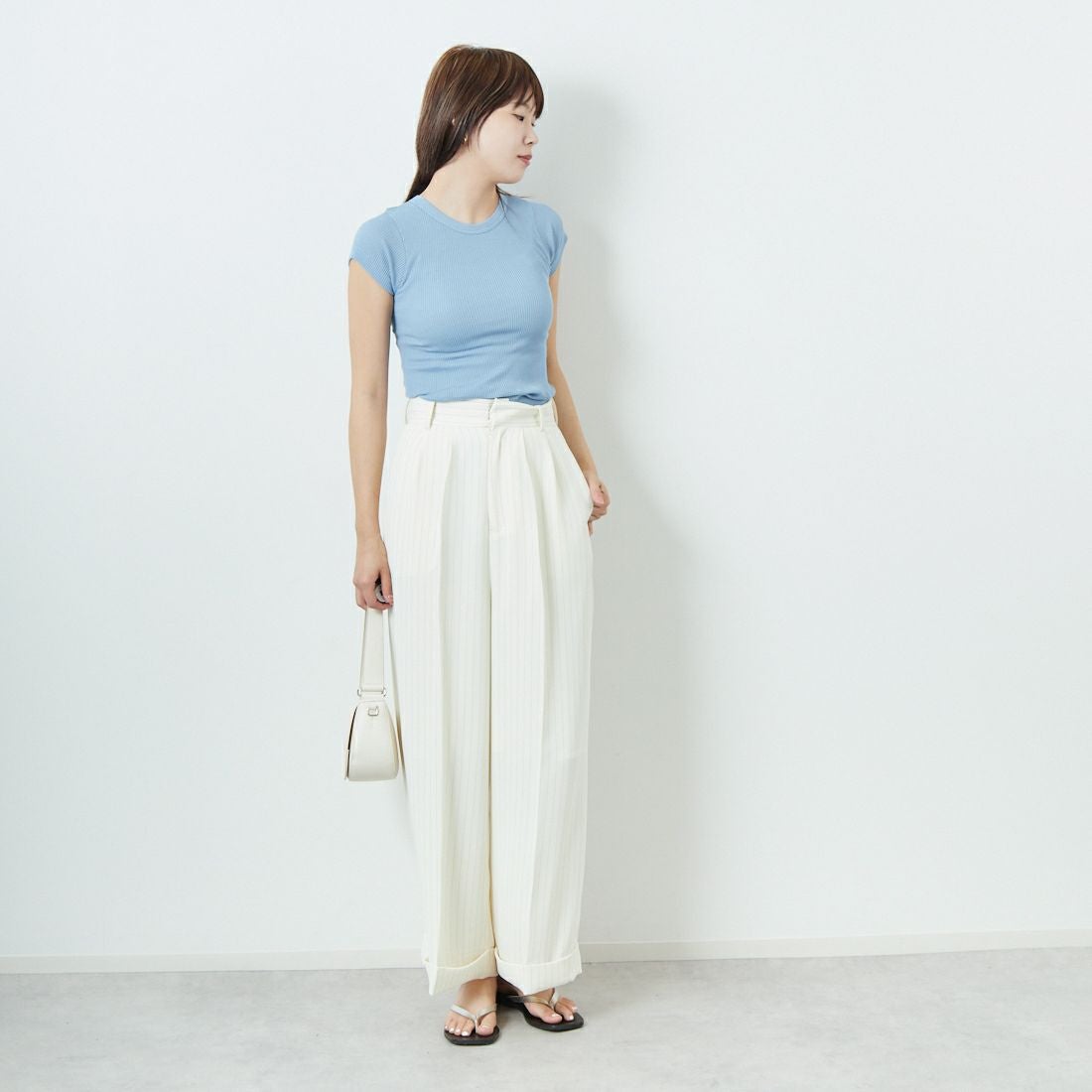 GICIPI [ジチピ] CALCIO/カールチョ リブフレンチスリーブTシャツ [2523P] LAZIO &&モデル身長：167cm 着用サイズ：3&&