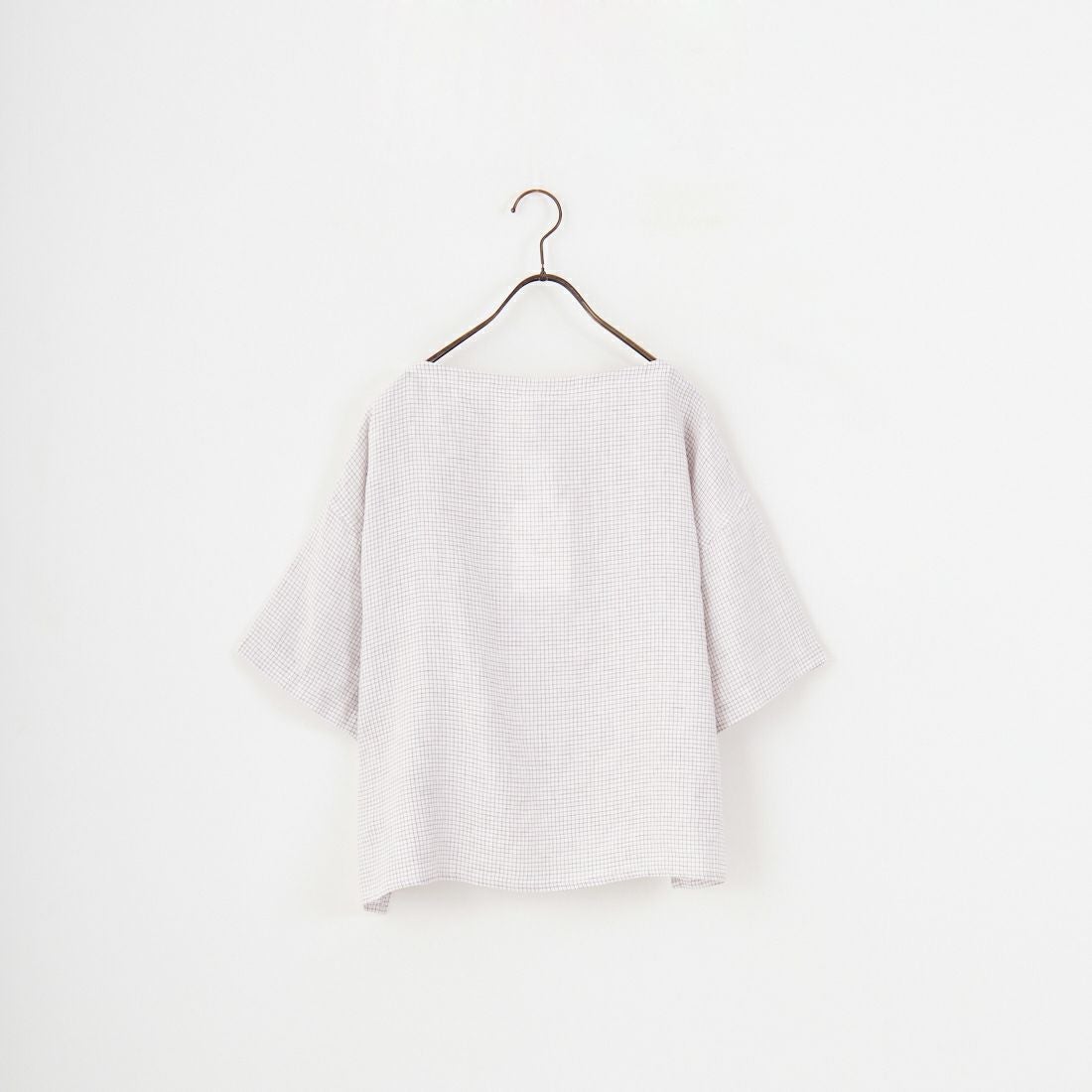 ORCIVAL [オーシバル] ボートネックリネンチェックプルオーバー [OR-B0388LCH] WH/TAUPE C