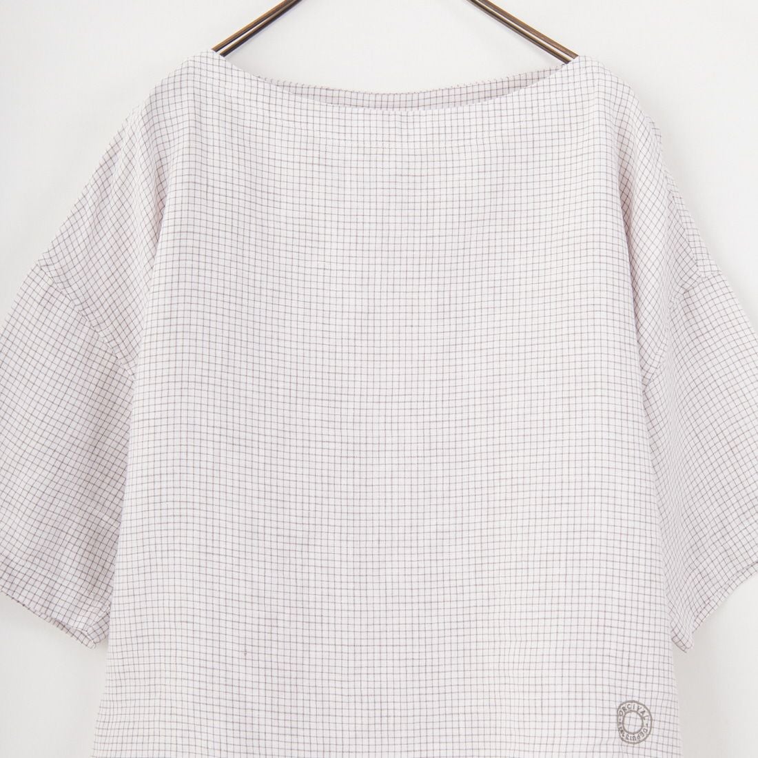 ORCIVAL [オーシバル] ボートネックリネンチェックプルオーバー [OR-B0388LCH] WH/TAUPE C