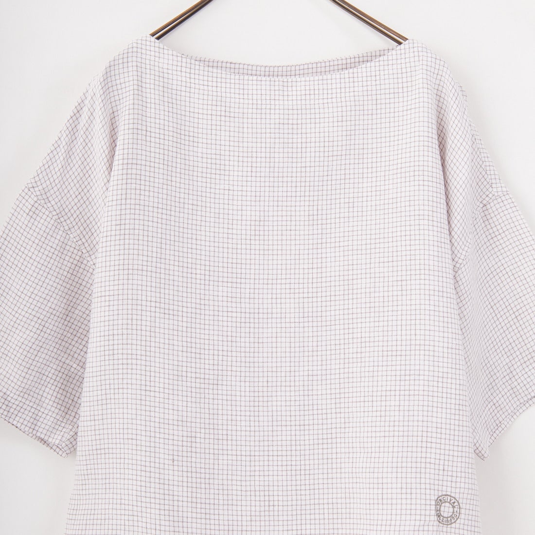 ORCIVAL [オーシバル] ボートネックリネンチェックプルオーバー [OR-B0388LCH] WH/TAUPE C