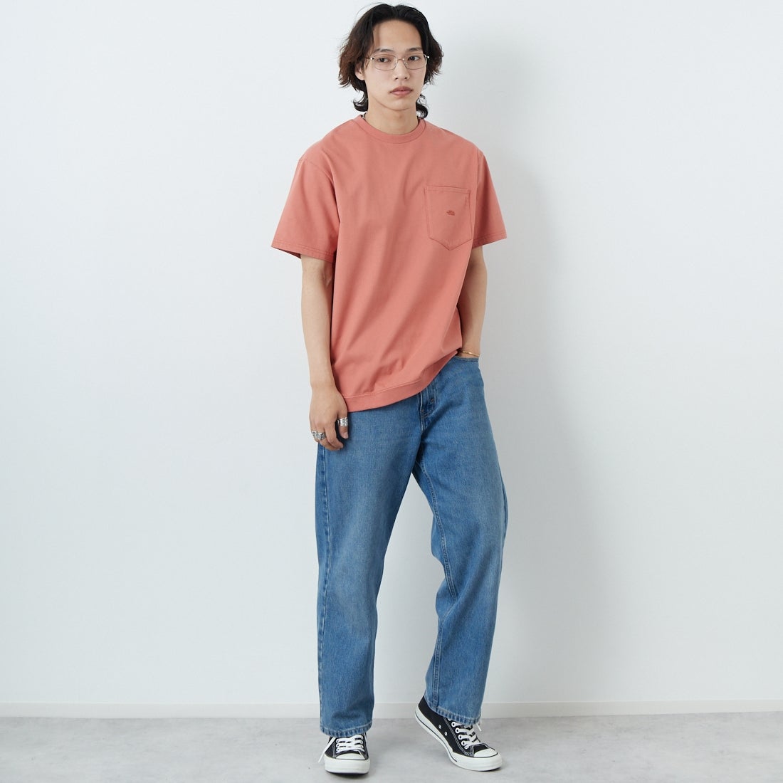 THE NORTH FACE PURPLE LABEL [ザ ノースフェイス パープルレーベル] ハイバルキーポケットTシャツ [N25SH056] PG PNK G &&モデル身長：179cm 着用サイズ：M&&