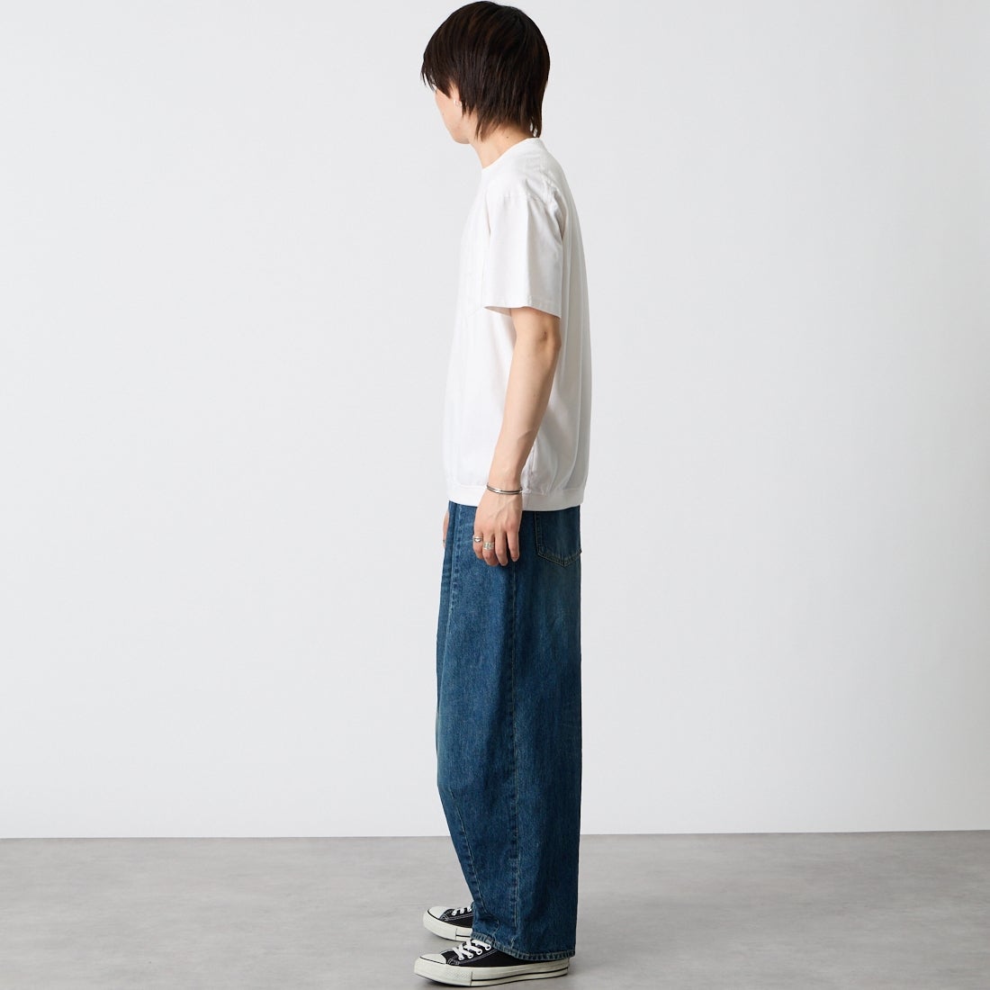 THE NORTH FACE PURPLE LABEL [ザ ノースフェイス パープルレーベル] ハイバルキーポケットTシャツ [N25SH056] OW OFF WH &&モデル身長：177cm 着用サイズ：M&&