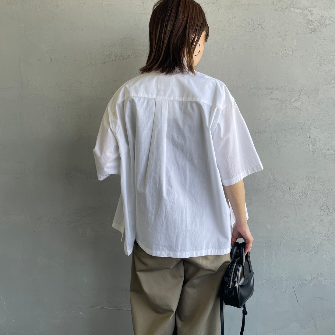 DANTON [ダントン] ハーフスリーブシャツ [DT-B0223CPL] WHITE &&モデル身長：158cm 着用サイズ：38&&