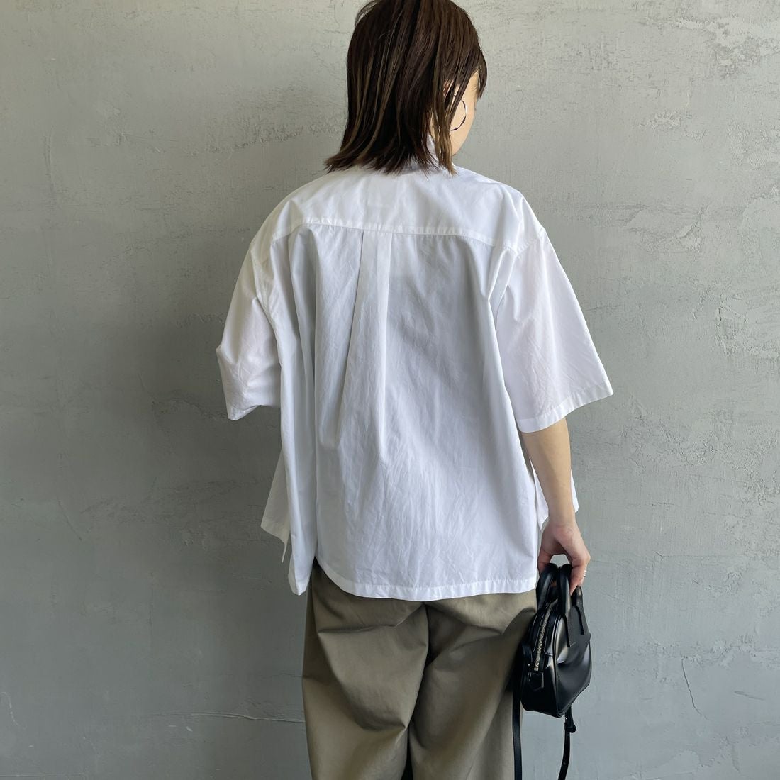 DANTON [ダントン] ハーフスリーブシャツ [DT-B0223CPL] WHITE &&モデル身長：158cm 着用サイズ：38&&