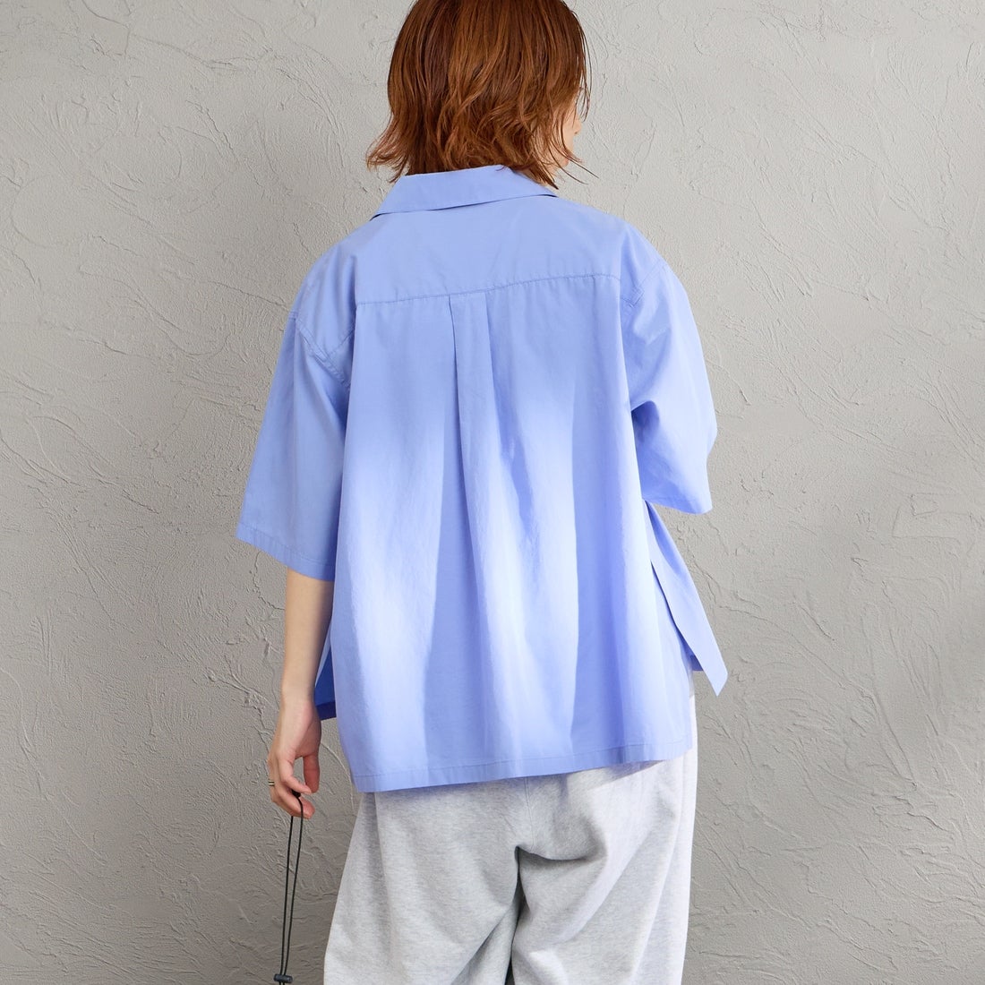 DANTON [ダントン] ハーフスリーブシャツ [DT-B0223CPL] LT.BLUE &&モデル身長：158cm 着用サイズ：38&&