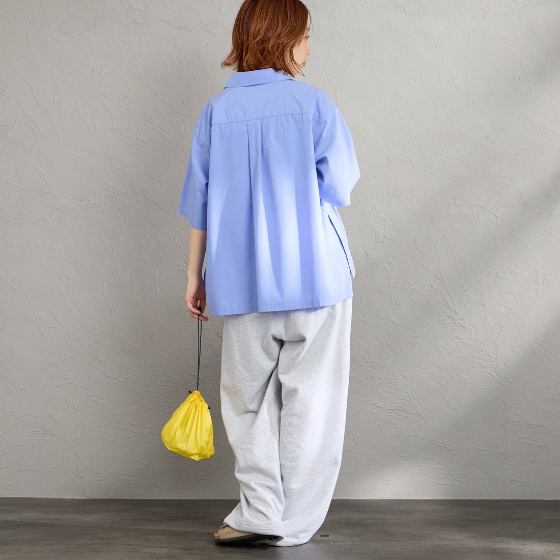 DANTON [ダントン] ハーフスリーブシャツ [DT-B0223CPL] LT.BLUE &&モデル身長：158cm 着用サイズ：38&&